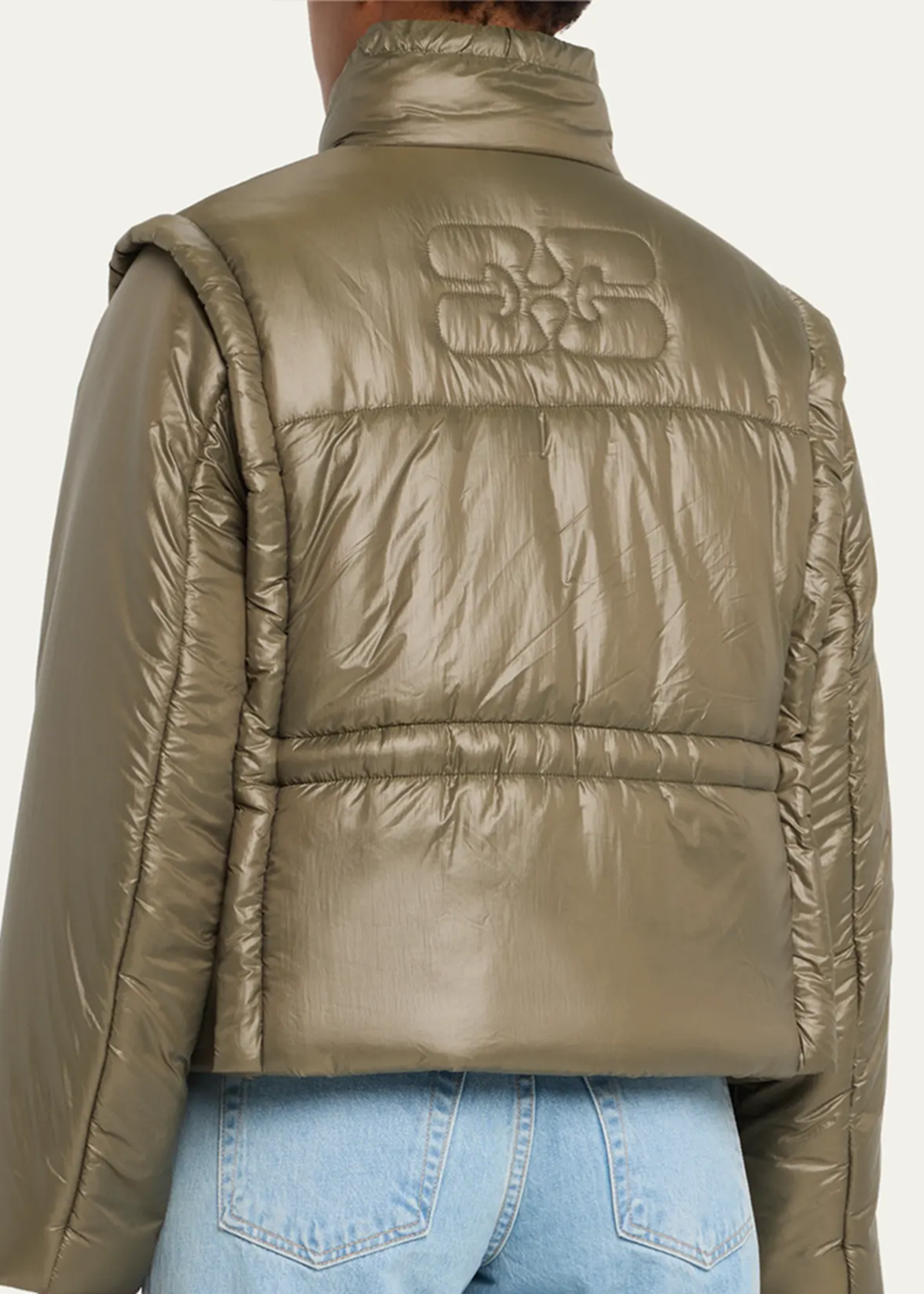 Ganni Shiny Quilt Vest Jacket - Kalamata | Garmentory