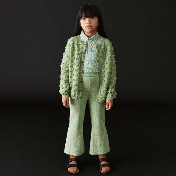 Kids Misha & Puff Child Popcorn Cardigan - Mojave Green | Garmentory