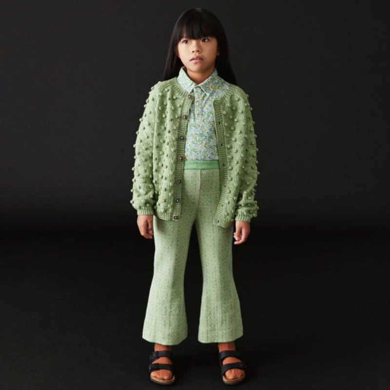 Kids Misha & Puff Child Popcorn Cardigan - Mojave Green | Garmentory