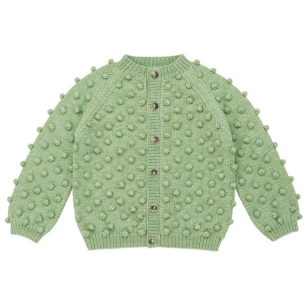 Kids Misha & Puff Child Popcorn Cardigan - Mojave Green | Garmentory