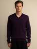 PURECASHMERE NYC Men V Neck Sweater - Deep Purple - Thumbnail 1