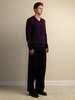 PURECASHMERE NYC Men V Neck Sweater - Deep Purple - Thumbnail 2