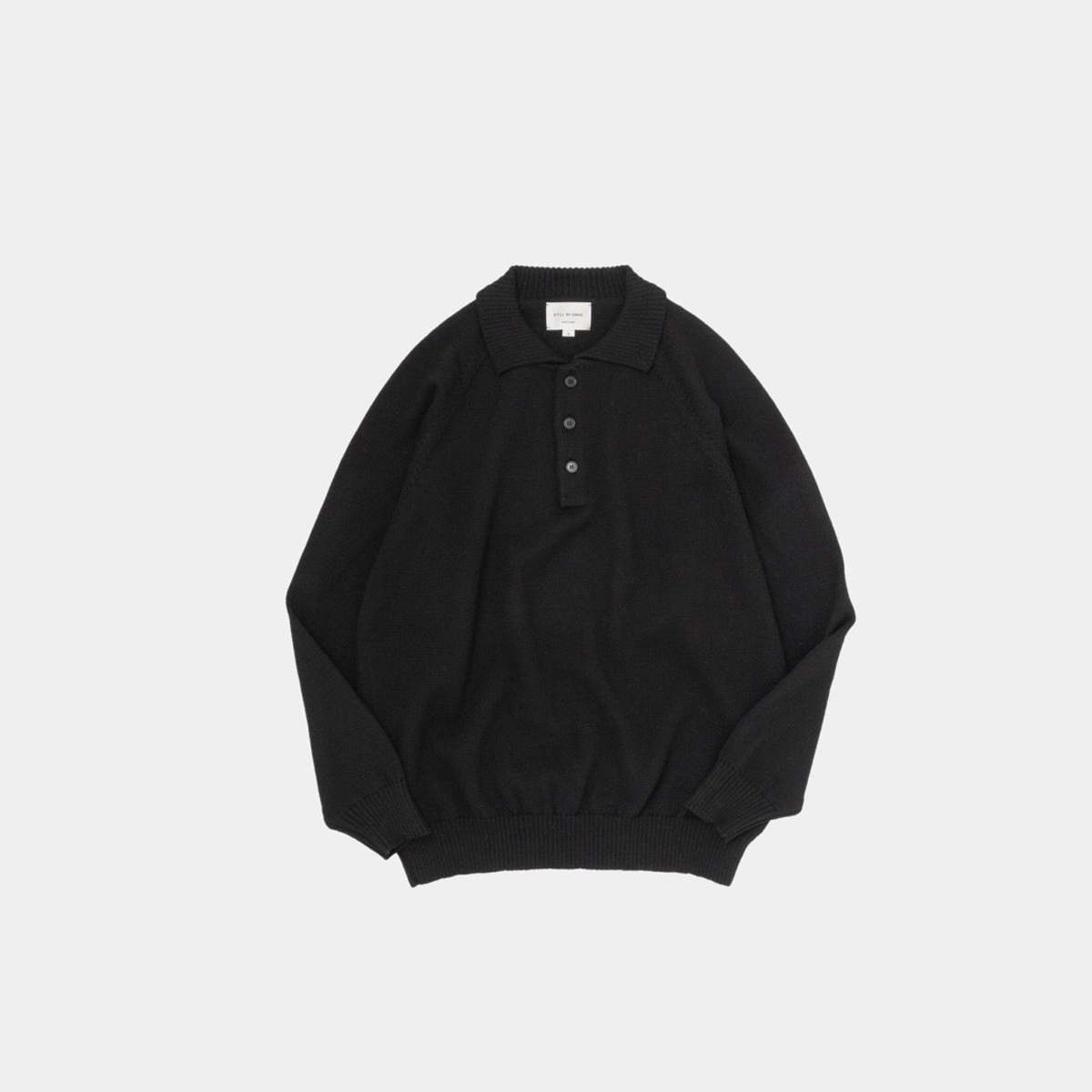 Still By Hand 7G Knitted Polo - Black | Garmentory