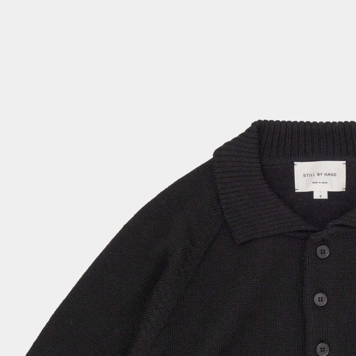 Still By Hand 7G Knitted Polo - Black | Garmentory