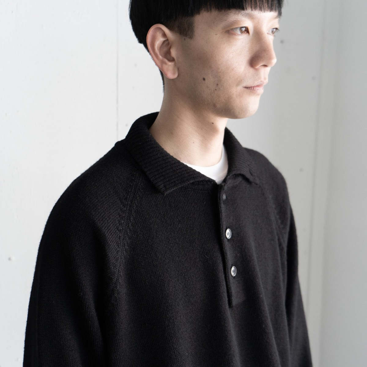 トップス STILL BY HAND 7G Wool Knit Polo 7G-Knitted-Polo---Black-