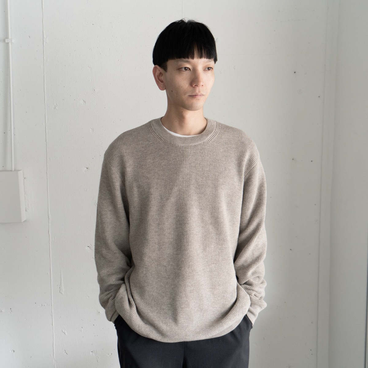 Still By Hand Yak Mix Cotton Sweater - Taupe | Garmentory