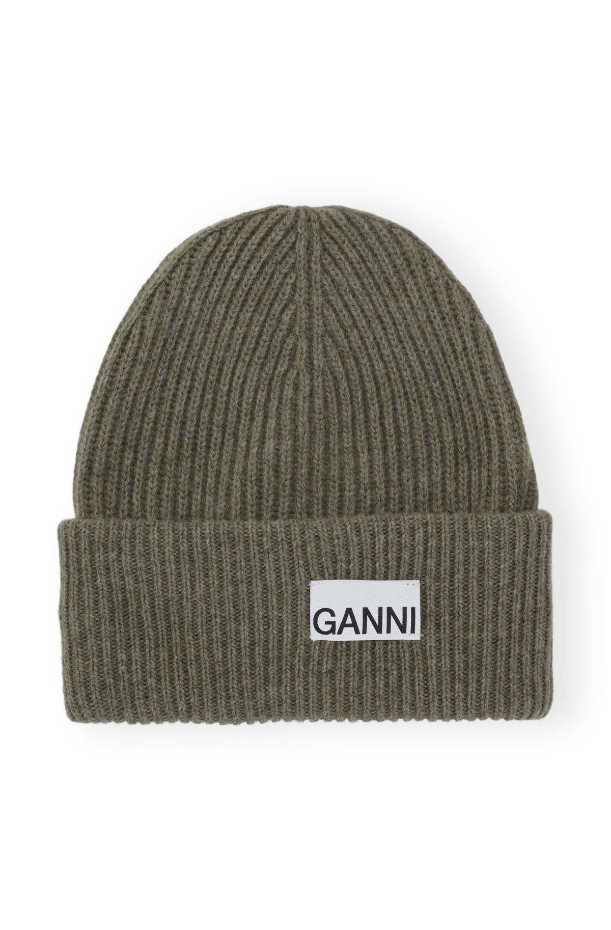 Ganni Light Structured Rib Knit Beanie - Kalamata | Garmentory