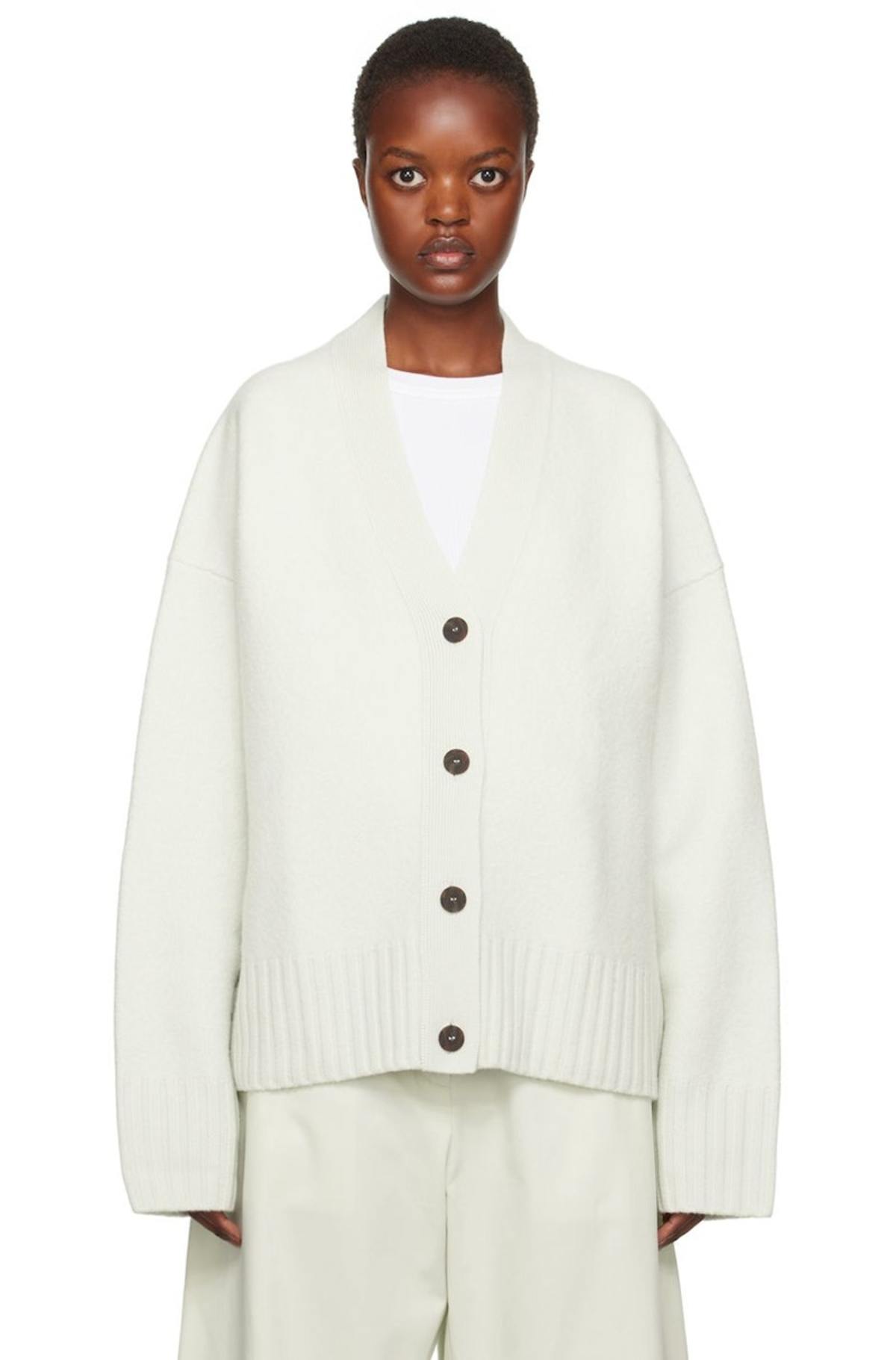 Studio Nicholson Off White Sake Cardigan - Waterlily | Garmentory
