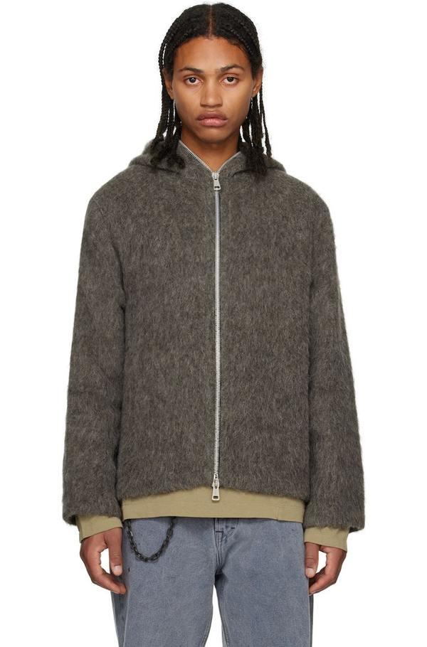 OUR LEGACY FULL ZIP HOOD FW23 グレー セーターM Our Legacy Full Zip Hood Mole Grey Mohair