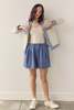 Amente Linen Pleated Short - Denim Blue - Thumbnail 2
