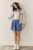 Amente Linen Pleated Short - Denim Blue - Thumbnail 3