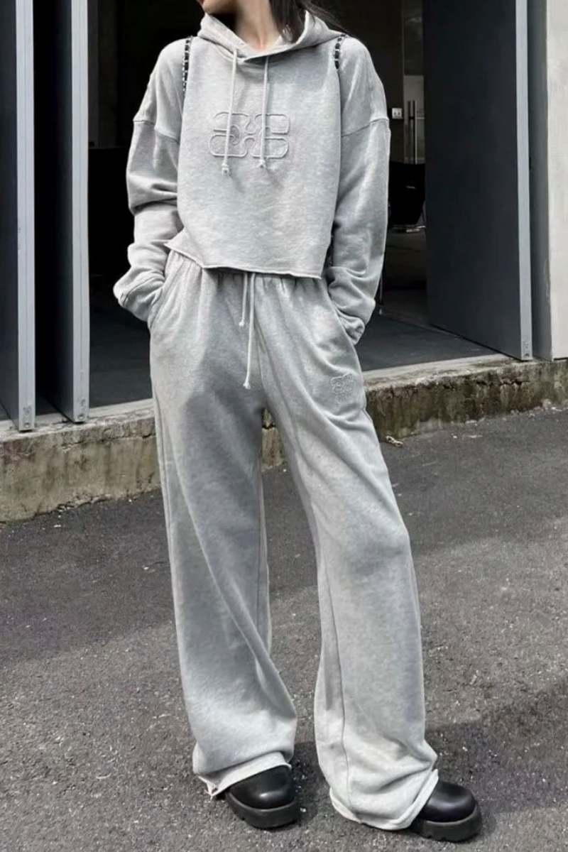 GANNI｜TRAINING PANTS (GREY ISOLI WIDE LEG PANTS (T3564 Ganni Isoli Mélange Grey Wide Leg Sweatpants | italist