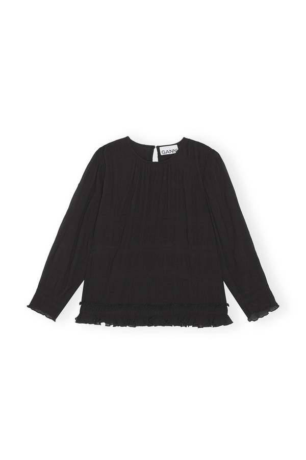 Ganni Pleated Georgette Scarf Blouse | Garmentory