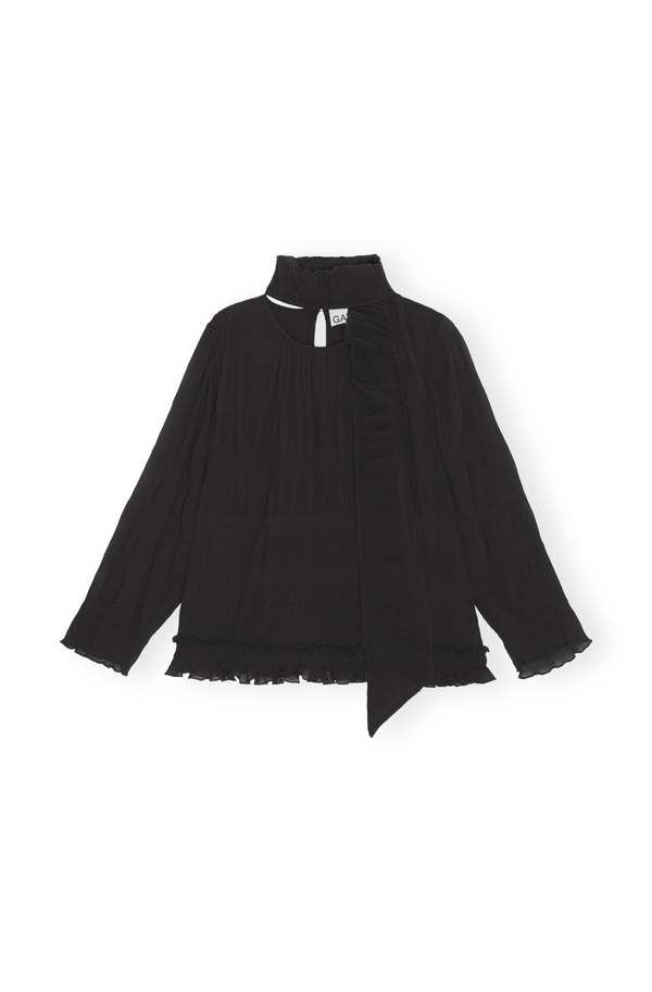 Ganni Pleated Georgette Scarf Blouse | Garmentory