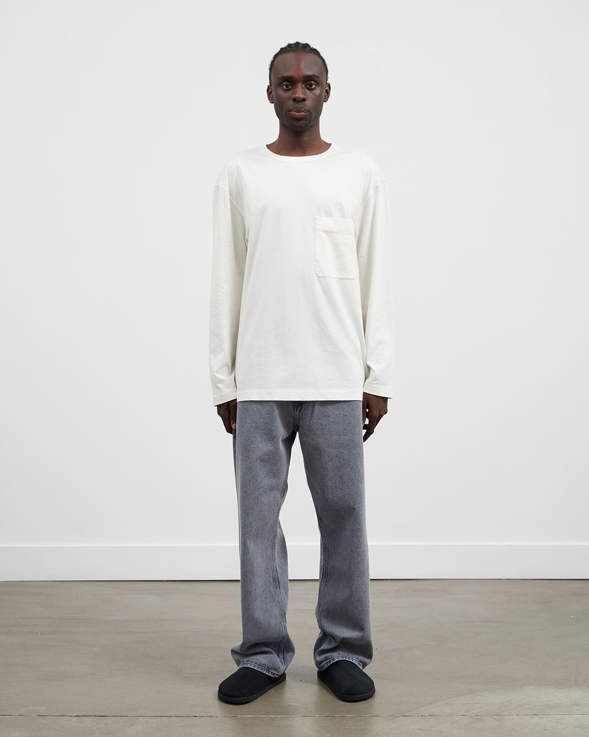 Lemaire Long Sleeve Patch Pocket T-Shirt - Vanilla | Garmentory