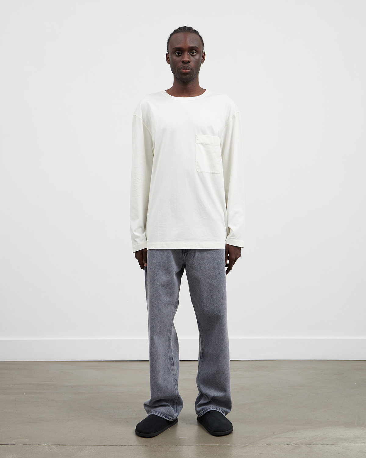 Lemaire Long Sleeve Patch Pocket T-Shirt - Vanilla | Garmentory