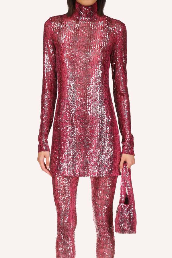 Anna Sui Snakeskin Sequin Turtleneck Dress - Ruby Multi | Garmentory Anna Sui Snakeskin Sequin Turtleneck Dress - Ruby Multi | Garmentory