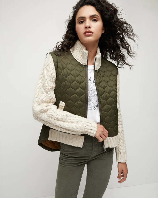 Veronica Beard Patra Mixed Media Jacket Army/Oatmeal Garmentory