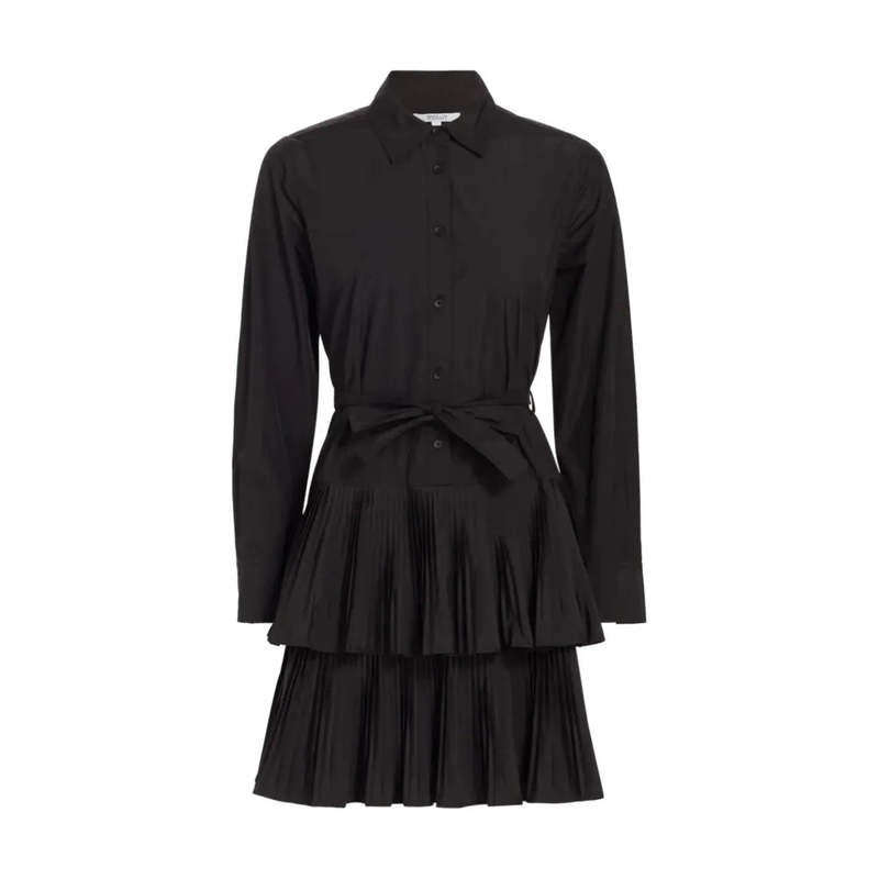 Derek Lam Sterling Pleated Mini Dress - Black | Garmentory