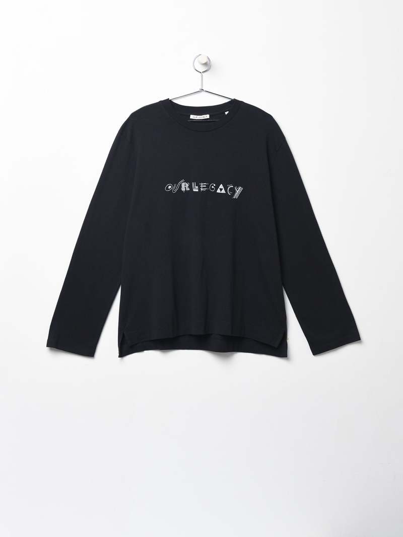 ★関税込★OUR LEGACY★LONGSLEEVE BLACK ABSTRACT EMBROIDERY Our Legacy BOX ABSTRACT EMBROIDERY LONGSLEEVE - BLACK