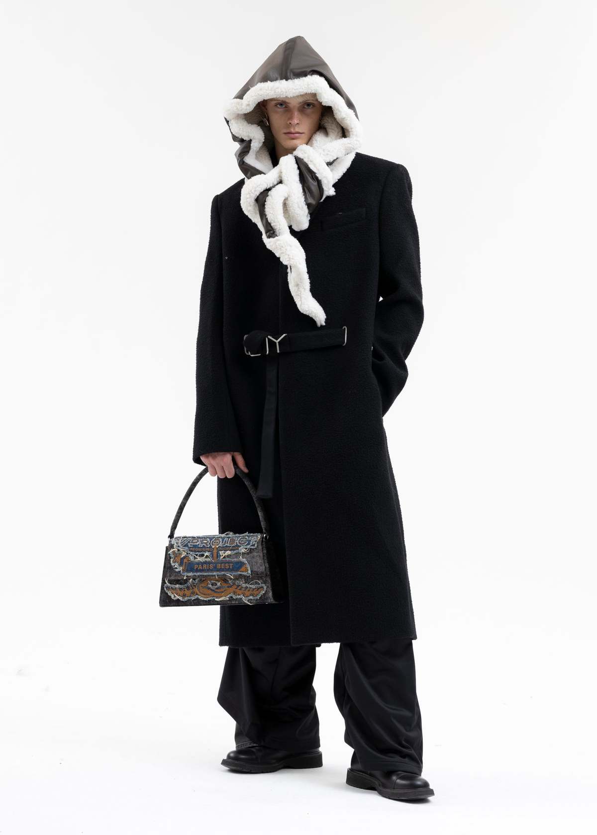 【bata】 Y/PROJECT WIRE LEATHER HOOD Y/project Wire Leather Hood - Black | Garmentory