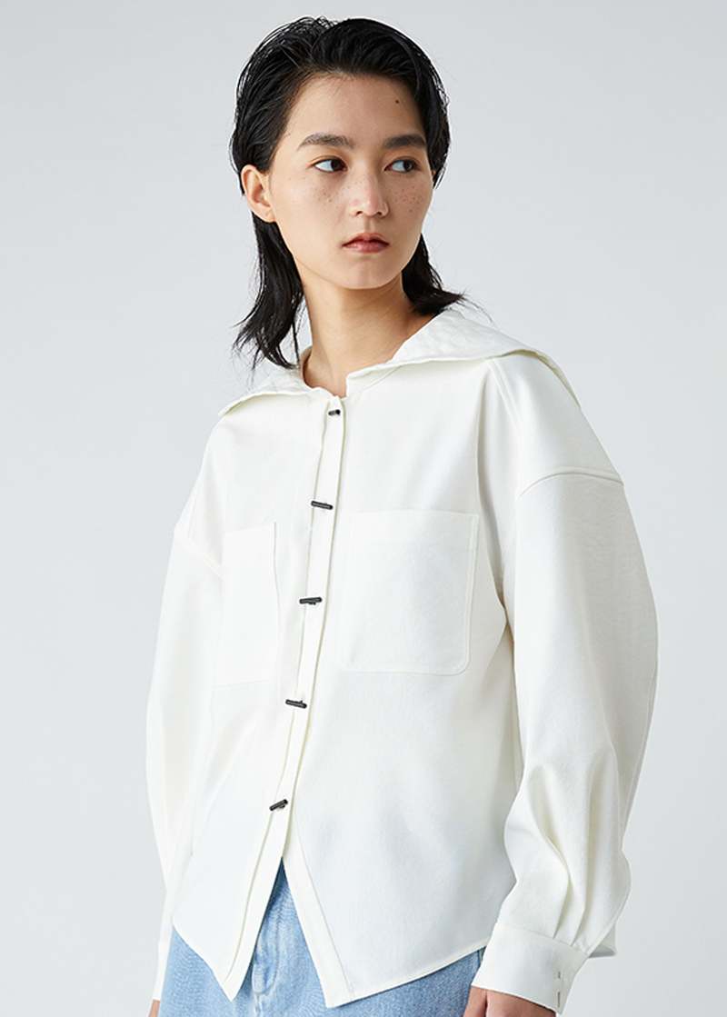 Half-Made Sailor Collar Shirt - White | Garmentory