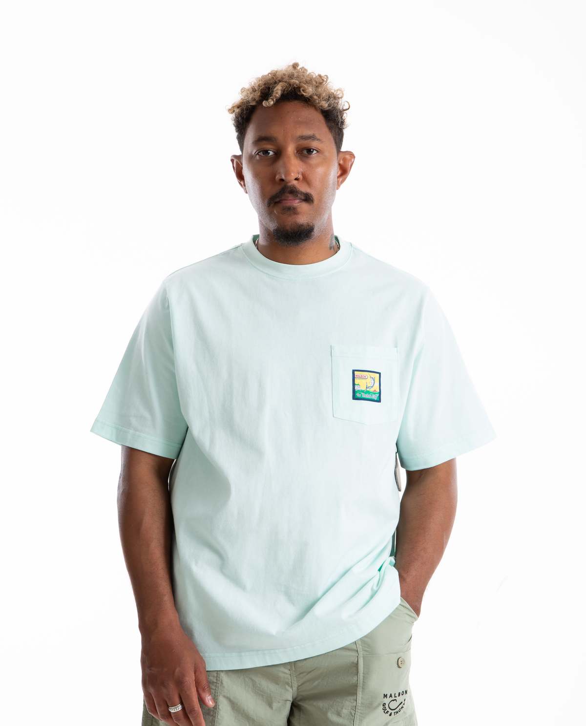 ■Malbon Golf■ Buckets City Round Pocket T-Shirt MINT Bucket-City-Pocket-Tee-