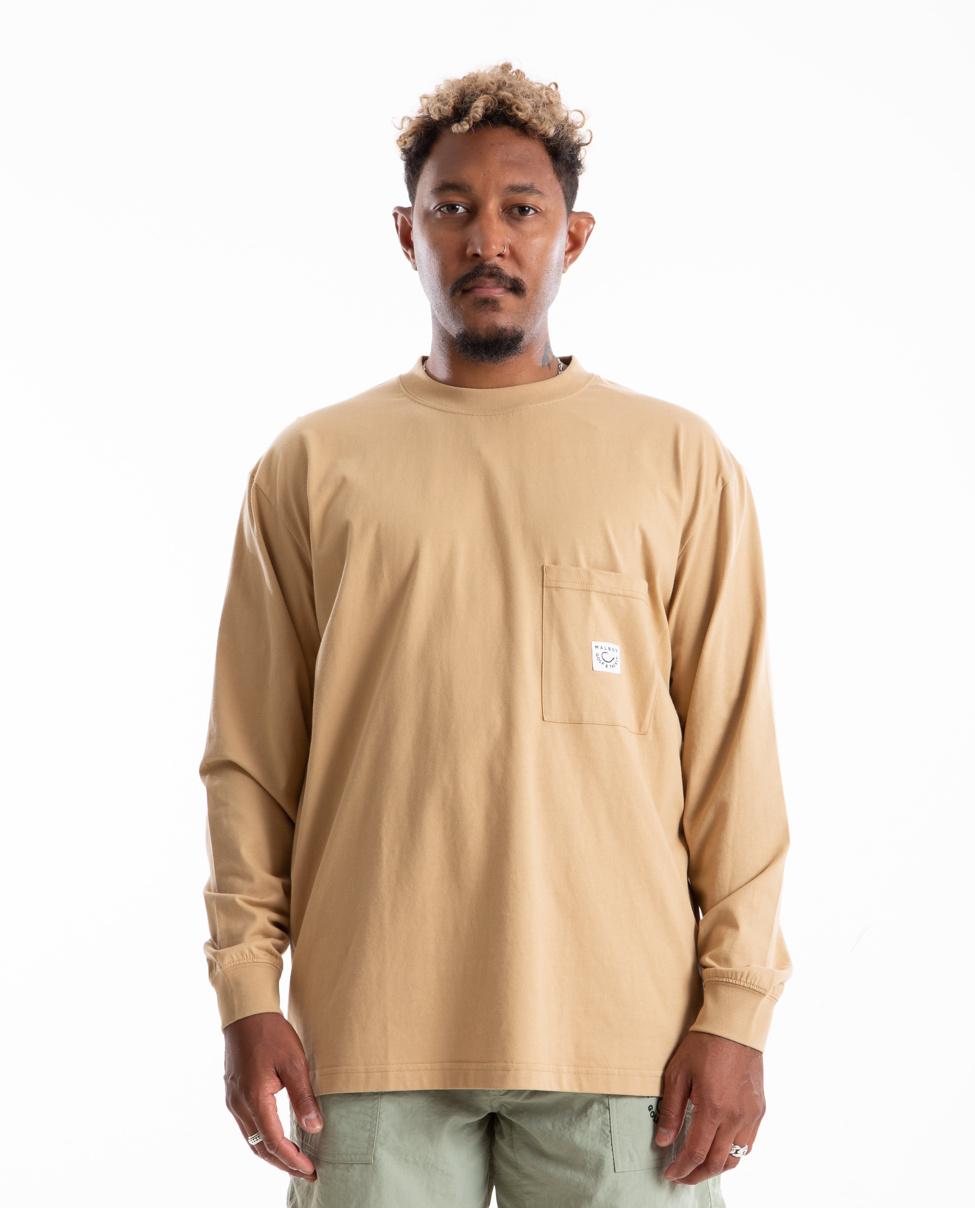 MALBON GOLF Golf & Tackle Marina LS Tee - TAN | Garmentory