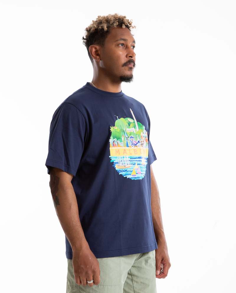 MALBON GOLF Harbour Tee - NAVY | Garmentory