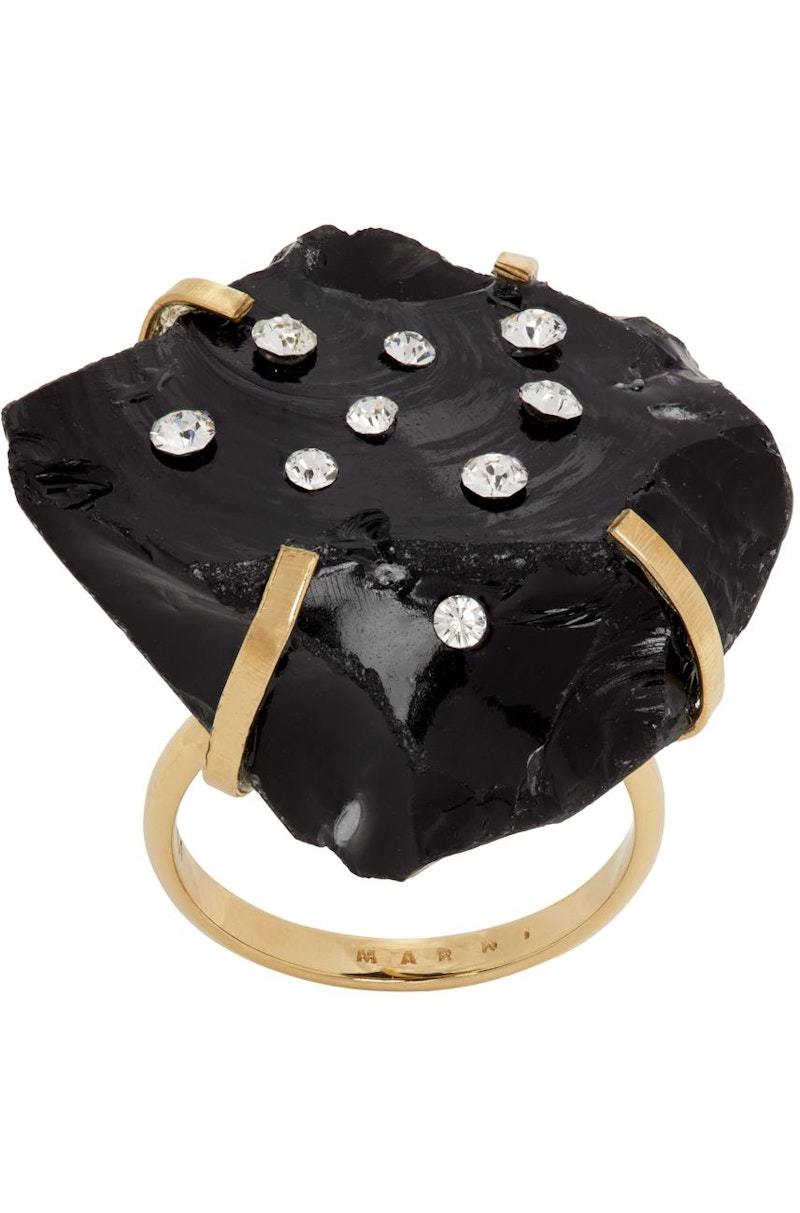 【MARNI】 RING Marni Pietra Dura Ring - Black | Garmentory