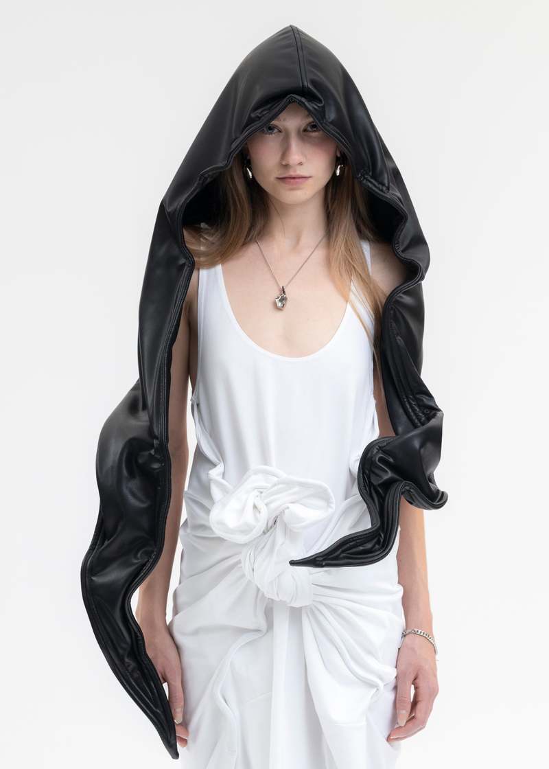 Y/project Wire Leather Shearling Hood - Black | Garmentory