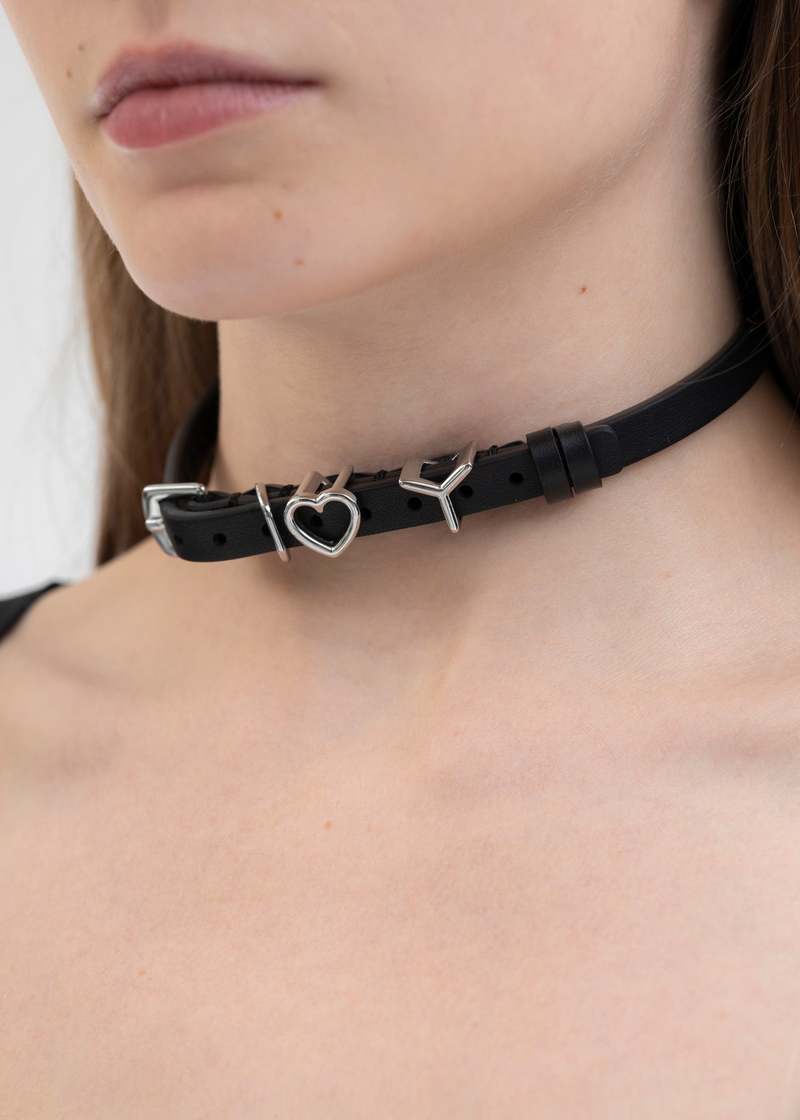 Y/project Y HEART BELT CHOKER 10MM - BLACK | Garmentory