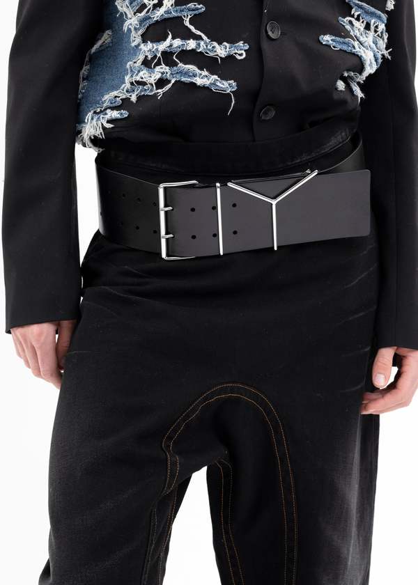 Y/project 90mm Y Wide Belt - Black/Silver | Garmentory