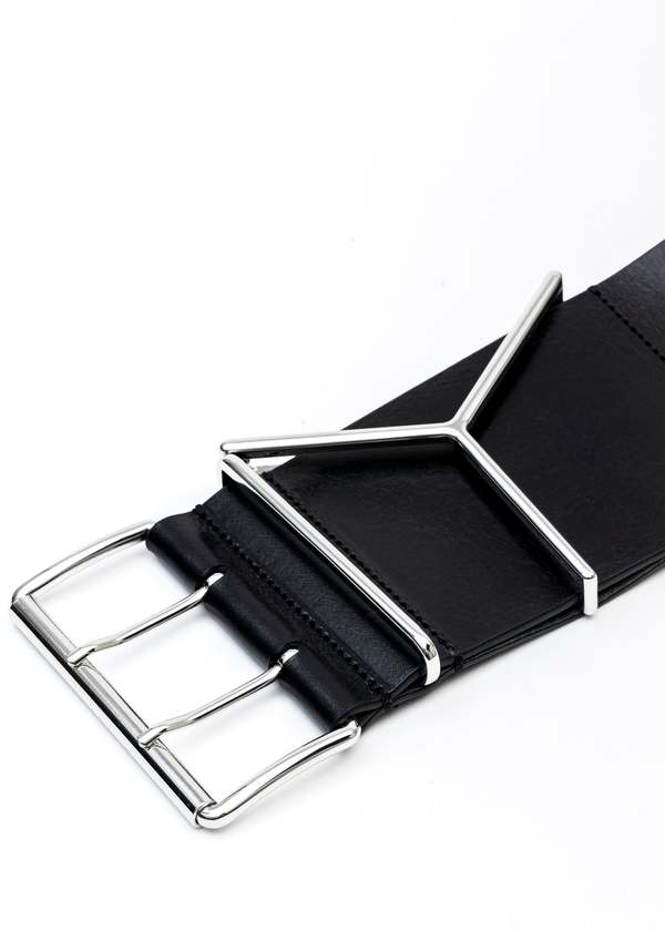Y/project 90mm Y Wide Belt - Black/Silver | Garmentory