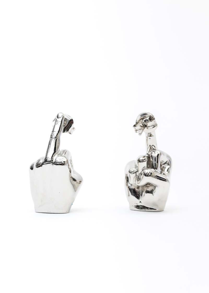 Y/project Single Mini Fuck U Single Earring - Silver