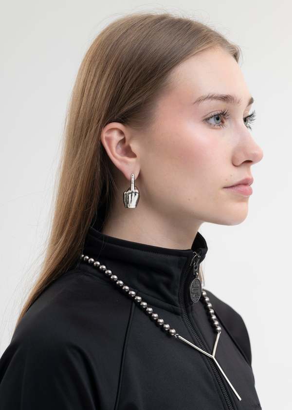 Y/project Single Mini Fuck U Single Earring - Silver | Garmentory