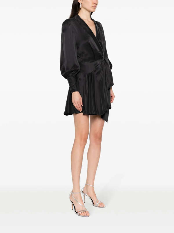 zimmermann silk wrap mini dress black Buy Zimmermann Long Sleeve Silk Wrap Minidress - Black At 30% Off