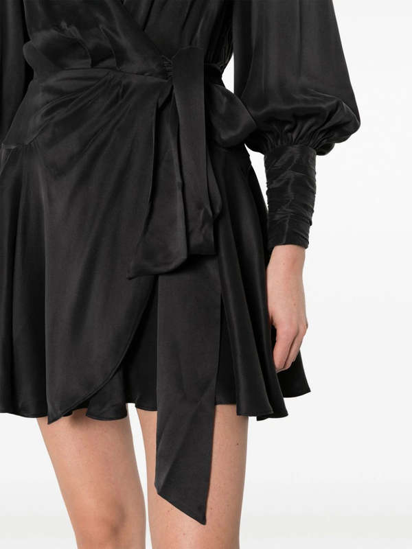 Zimmermann Silk Wrap Mini Dress - Black on Garmentory