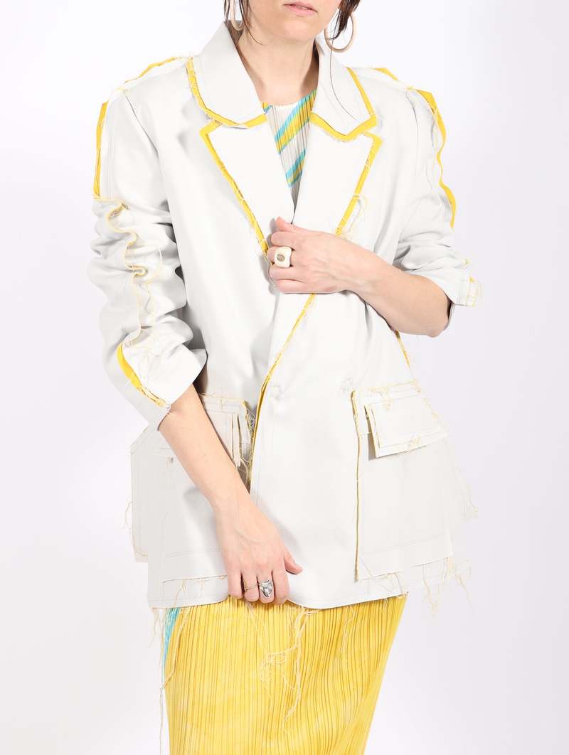 Henrik Vibskov Trunk Show Flat Jacket - White Yellow | Garmentory
