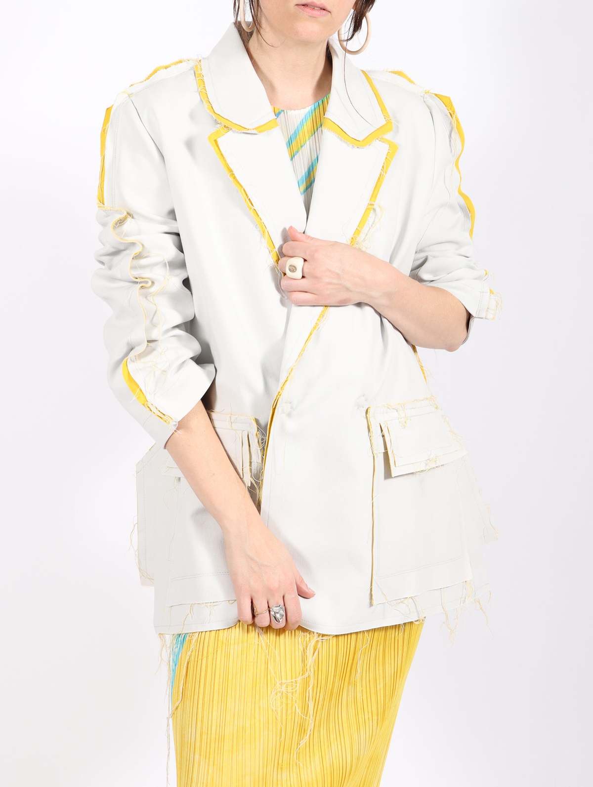 Henrik Vibskov Trunk Show Flat Jacket - White Yellow | Garmentory