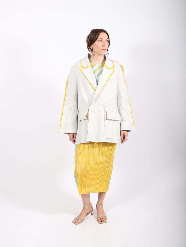 Henrik Vibskov Trunk Show Flat Jacket - White Yellow | Garmentory
