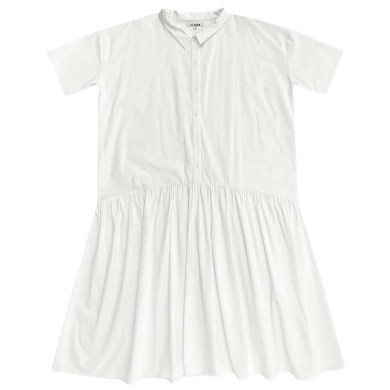 Ali Golden Collared Dress - White