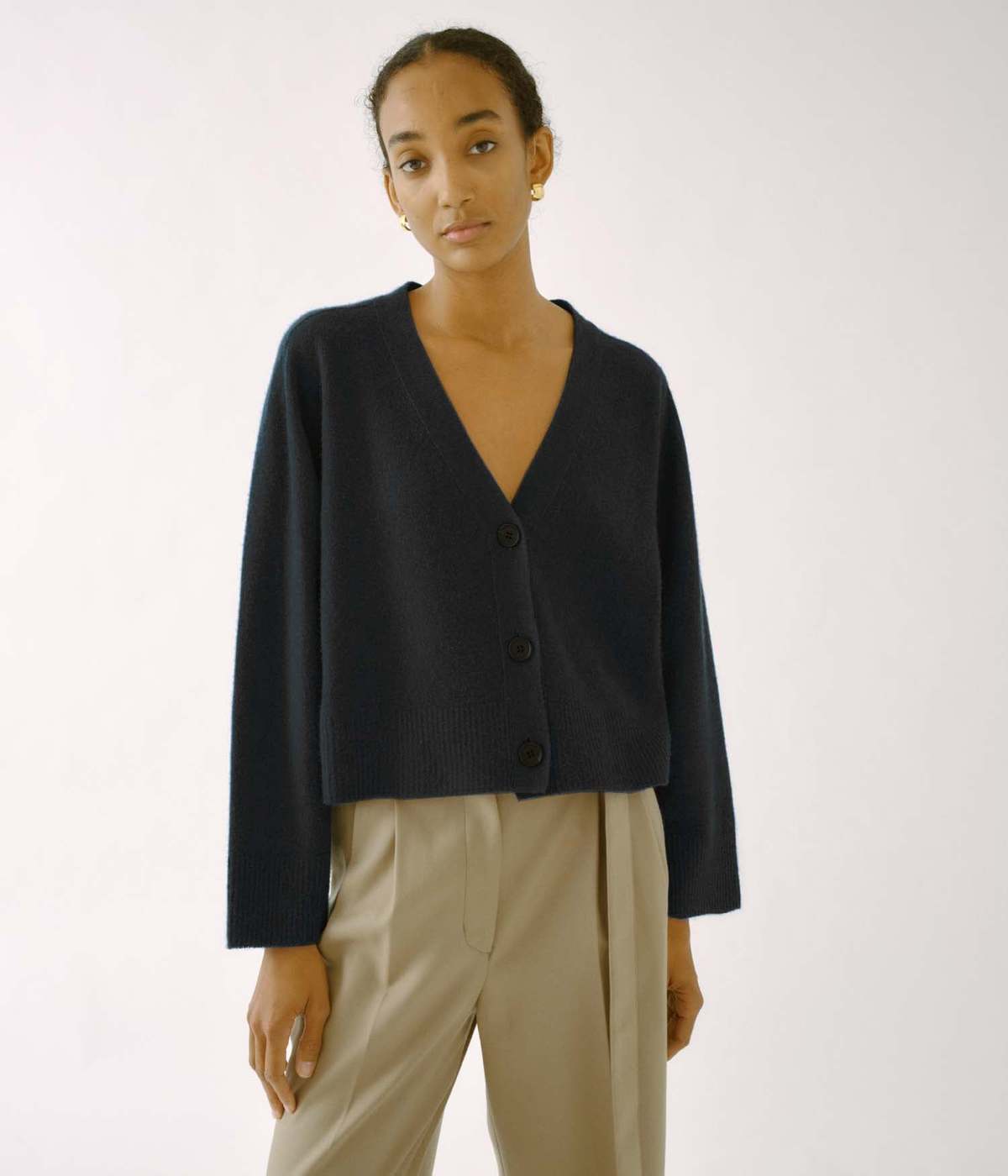Sayaka Davis Wavy Rib Cardigan in Light Beige main image 1