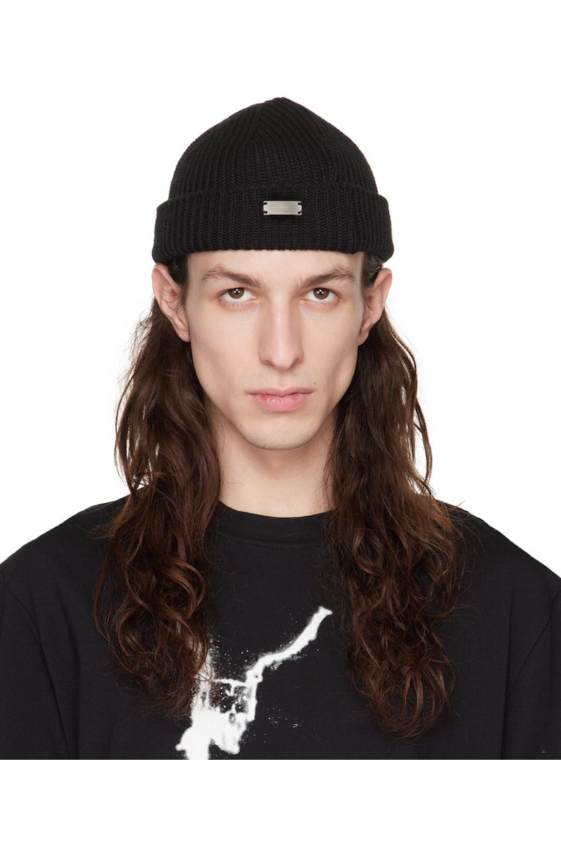 【未使用品】Heliot Emil ビーニー HELIOT EMIL Black Relief Beanie Heliot Emil