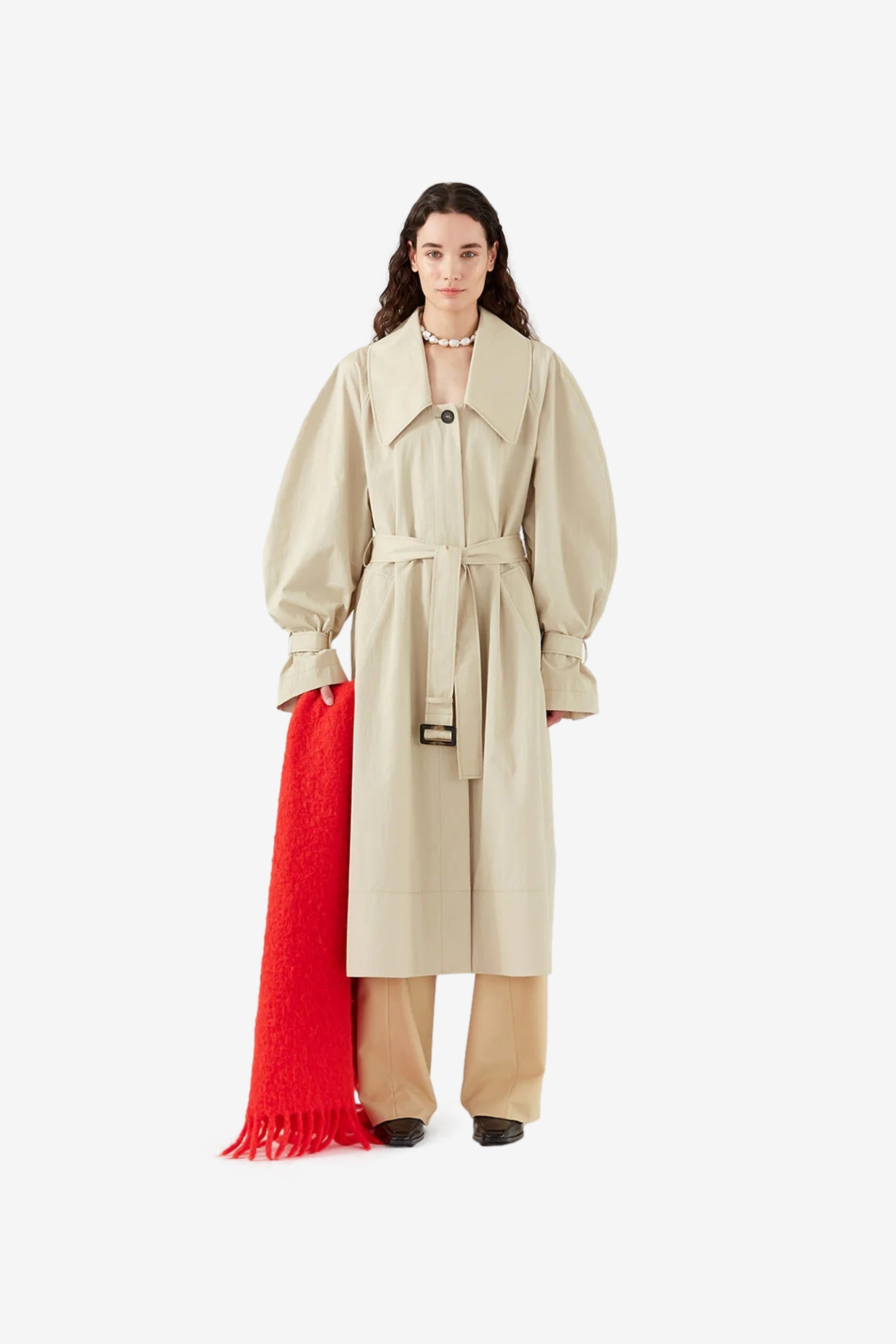 Rejina Pyo Oona Trenchcoat - Cotton Blend Twill Sand