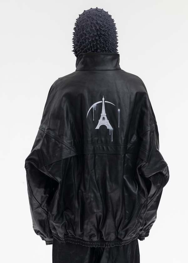 Doublet WRINKLE LEATHER TRACK JACKET - BLACK | Garmentory