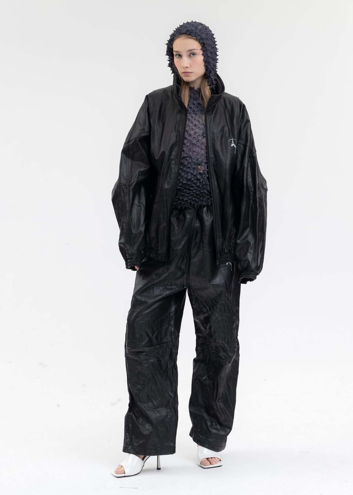 Doublet WRINKLE LEATHER TRACK JACKET - BLACK | Garmentory