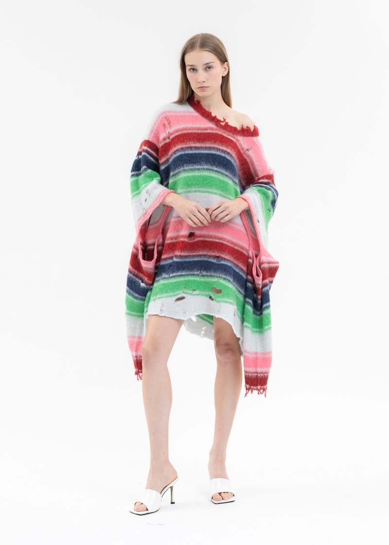 【doublet】STRIPE OVERSIZE PULLOVER 23aw Doublet MULTI STRIPE OVERSIZE PULLOVER - Multi | Garmentory