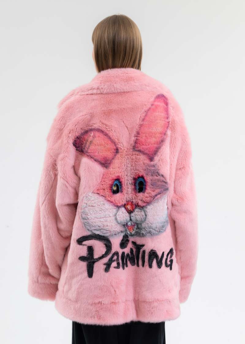 Pink Doublet Fur Jacket Doublet Hand Painted Fur Jacket