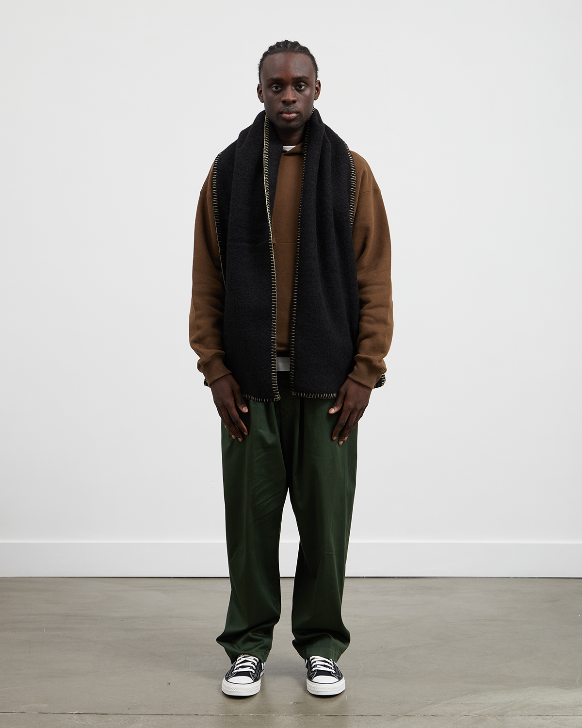 Lemaire Cocotte Fluffy Scarf - Black/Green Beige | Garmentory